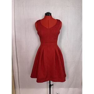 Orsay Dress Womens Size 36 EU Red Floral Textured Fit And Flare Mini D906